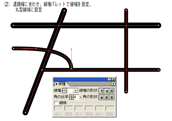 Illustrator　ノウハウ　地図　パスのアウトライン