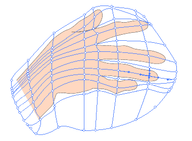 手オブジェクトでメッシュオブジェクトをマスク