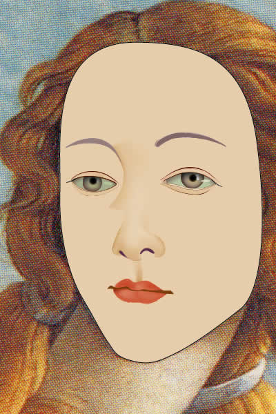 Illustrator　グラデーションメッシュ　ビーナスを描く　顔完成