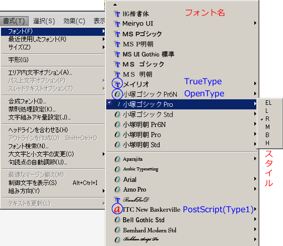 「書式」フォント選択